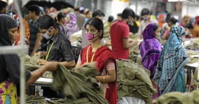 BANGLADESH, DHAKA - JUNE 17 : The capital city of Dhaka. Textile factory in Savar, in the suburbs of Dhaka where work about six thousands employees. Dhaka is the capital of Bangladesh in June 17, 2015 in Dhaka, Bangladesh (Photo by Frédéric Soltan /Corbis via Getty Images)